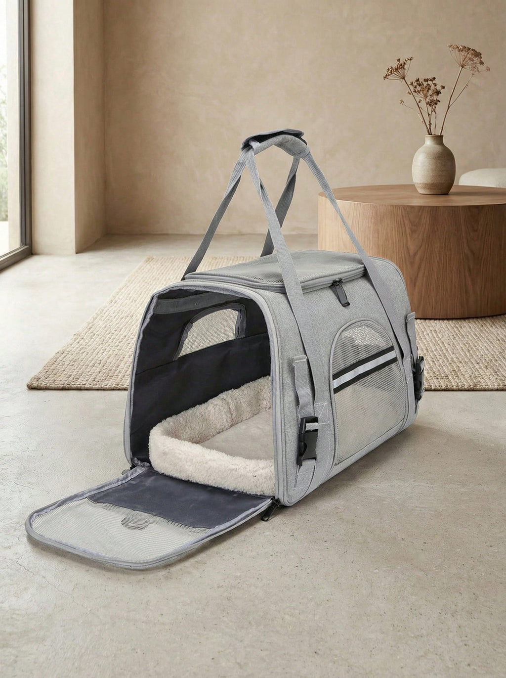 ペットキャリーバッグ 小型犬・中型猫用 最大 6.8kg（15 ポンド相当）対応 手提げ・ショルダー両対応 旅行・飛行機使用可能