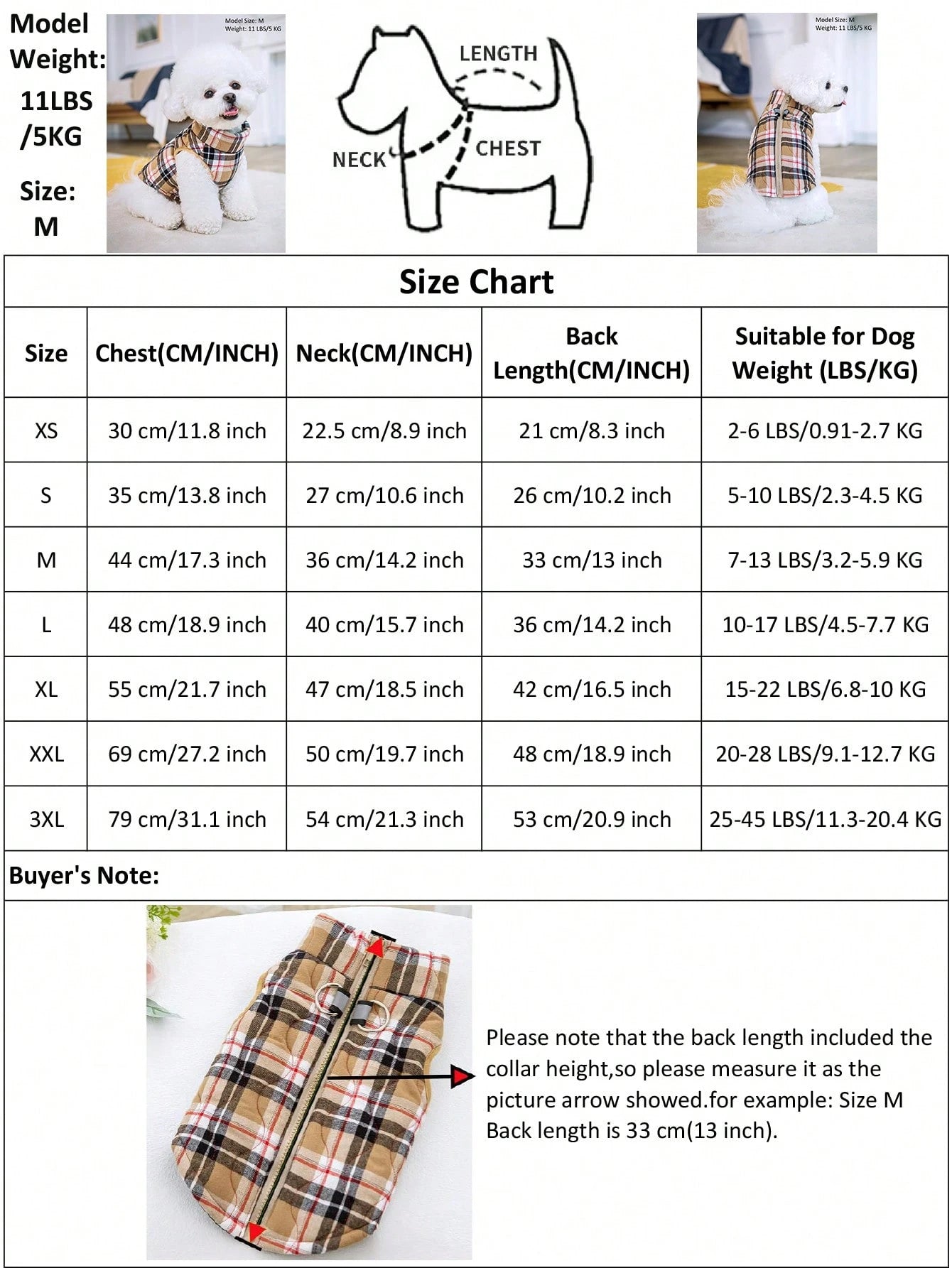 犬用コート カーキフランネルチェック柄 ゴーヤキルティング 背面ジッパー付き 洗濯可能 大型 / 中型 / 小型犬用 室内外兼用