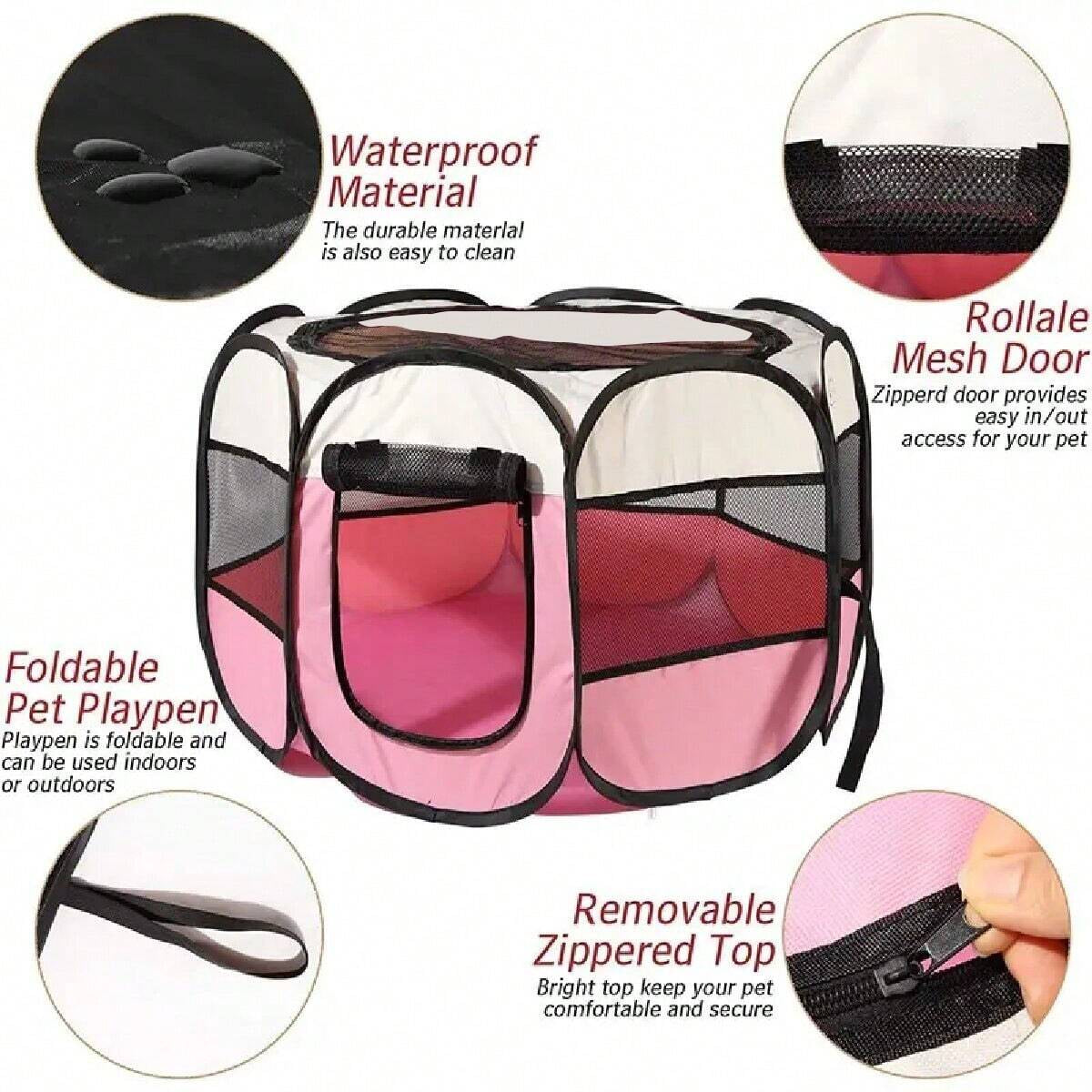 ポータブル 折りたたみペットテント ケネル 八角形フェンス パピー シェルター 使いやすい 屋外 屋内 簡単操作 大型犬 キャットフェンス