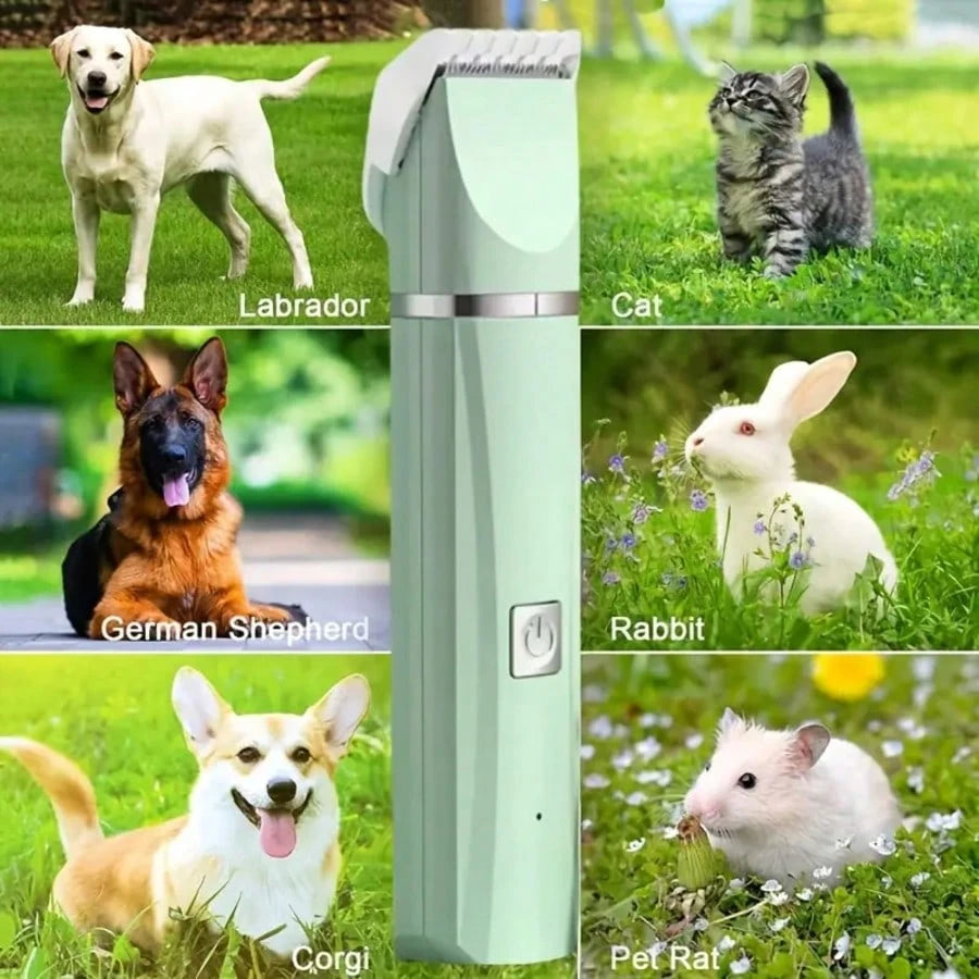 4in1 電動ペットグルーミングキット ネイルグラインダー付き 犬猫用 低ノイズ USB 充電式ワイヤレス 軽量多機能トリマー ホームペットケア