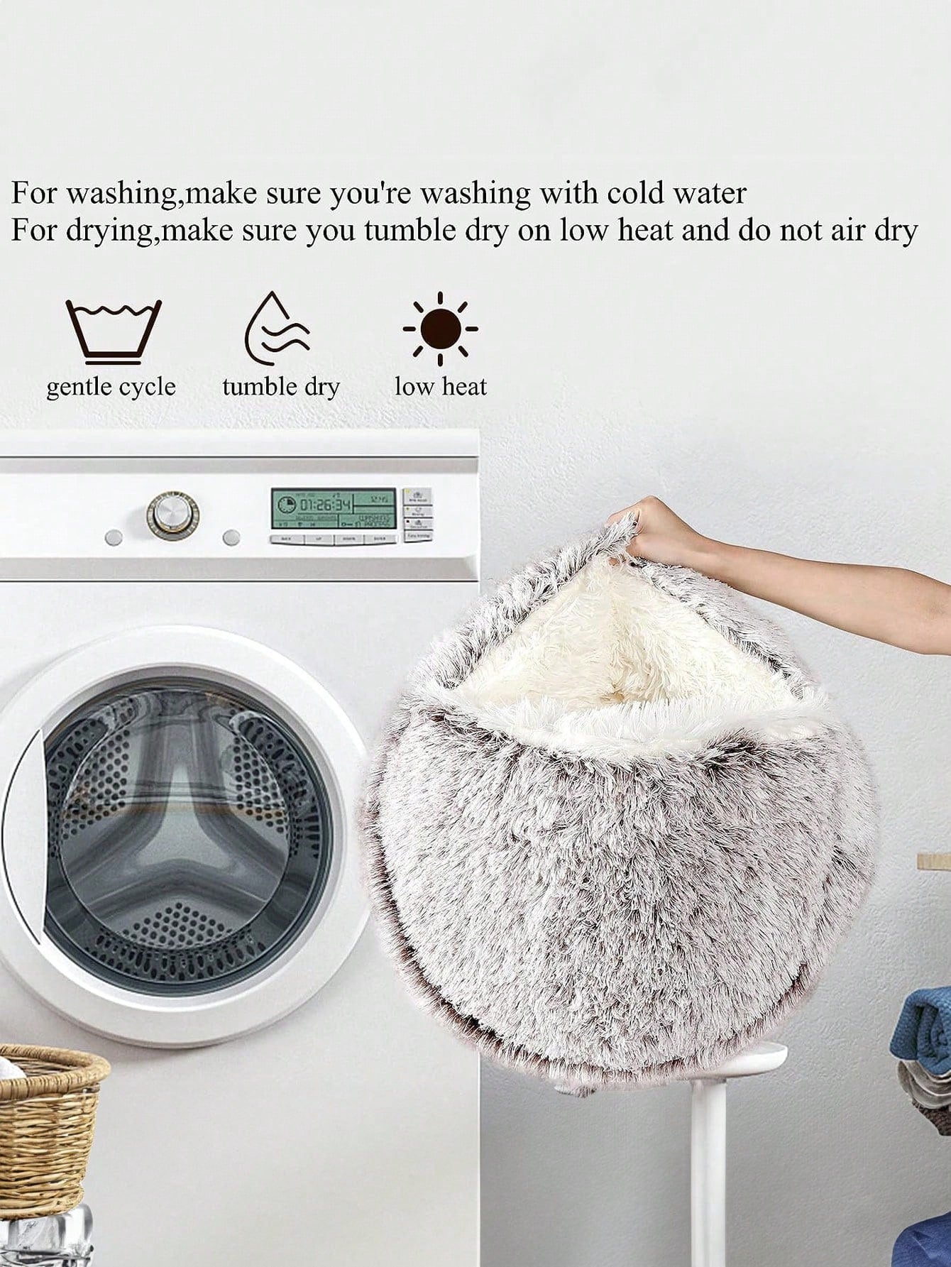 1個 ぬいぐるみ丸型ペットベッド、フワフワ ソフトキャットベッド、ドーナツ型ペットクッション、2in1冬用キャットベッド、暖かい寝袋ソファクッション